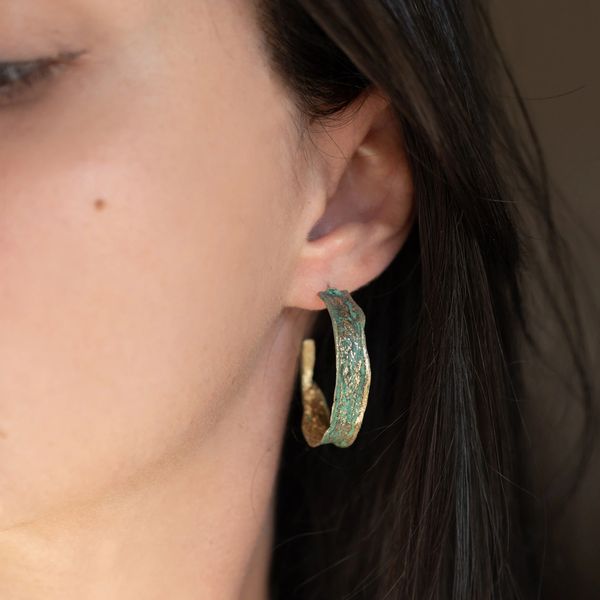 1. Orecchini Hippie hoop ossidazione verde KALLIOPE Handmade Jewelry gs1268