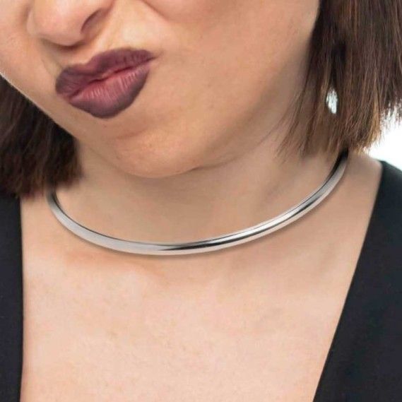 2. Rigid tubular necklace steel gray Marlù Gioielli 33cn0044