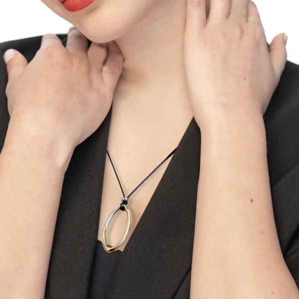 1. Collana cordino ovale bicolore nero Marlù Gioielli 33co0032gs-n