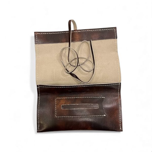 1. Tobacco pouch with drawstring Vintage brown BRASS Workshop ptl03