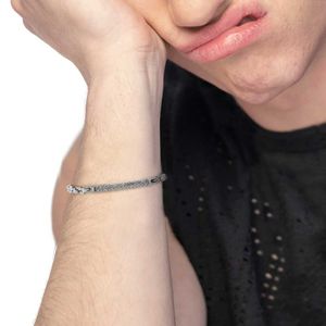 1. Square chain bracelet and marine chain steel gray