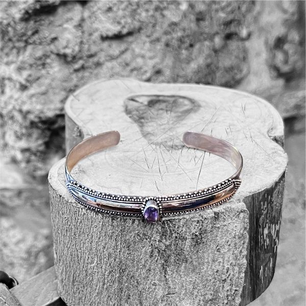 2. Bracciale rigido quarzo ametista grigio argento BRASS Workshop 25br26