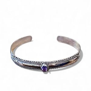 1. Bracciale rigido quarzo ametista grigio argento