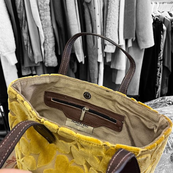 1. Borsa piccola jumbo foglie Senape BRASS Workshop n275p