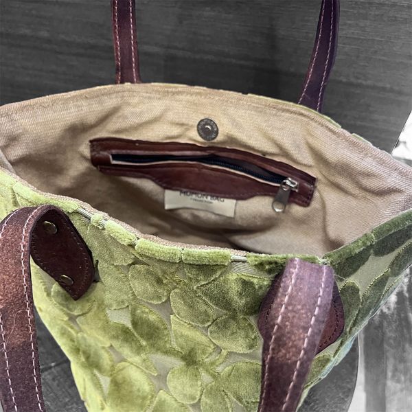 2. Borsa piccola jumbo foglie Verde BRASS Workshop n275p