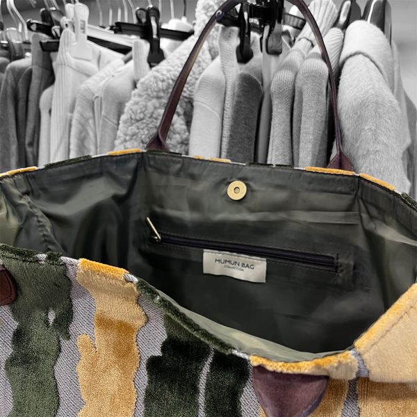 2. Large square bag Green BRASS Workshop n249g
