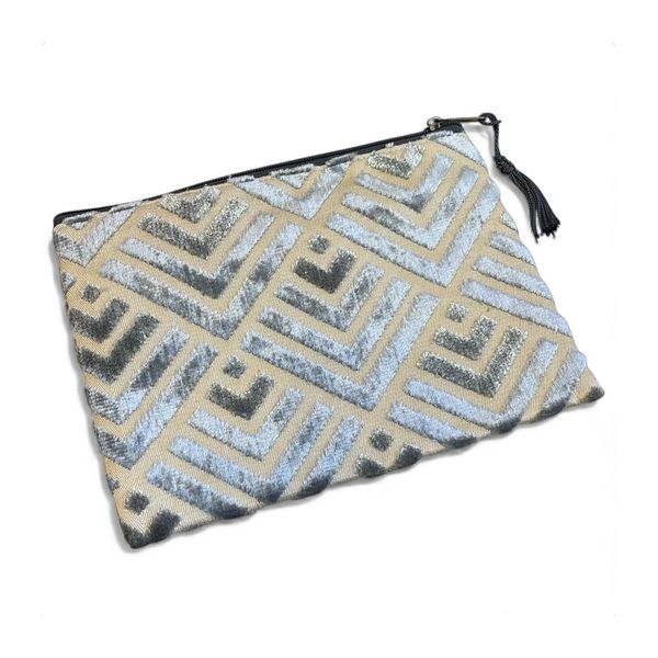 Nappa fabric clutch bag Changing sky blue BRASS Workshop