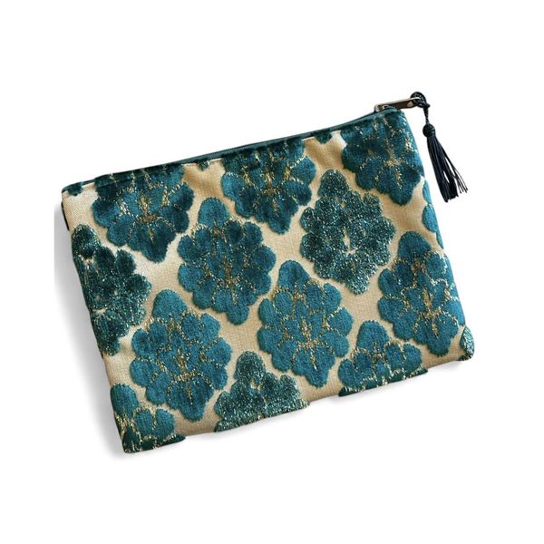 Nappa fabric clutch bag Green BRASS Workshop
