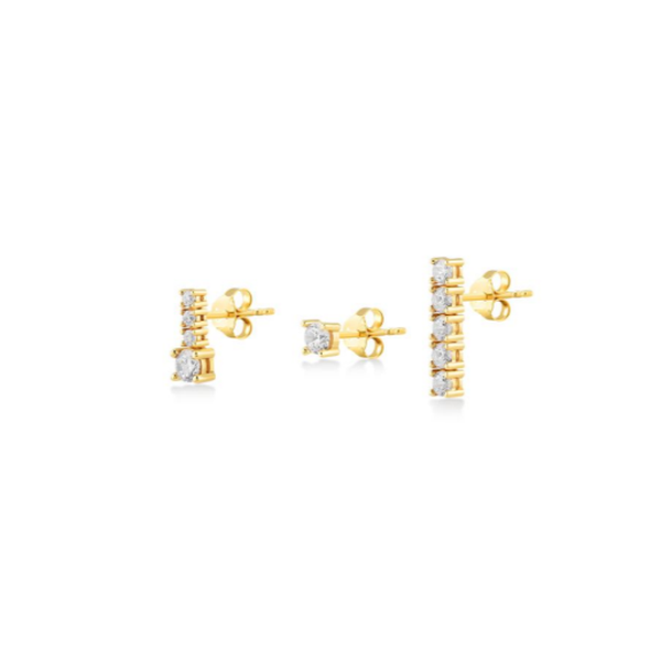 1. Shine, sterling silver earrings set gold Kurshuni Gioielli kx306-3