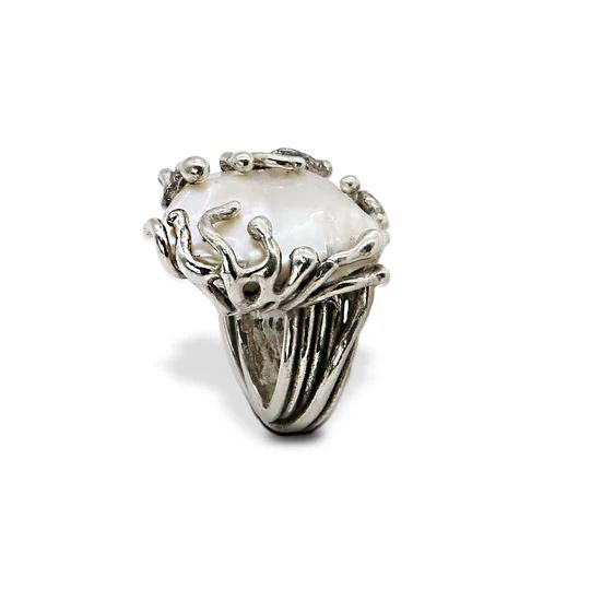 2. Anello con perla barocca grigio argento Giuseppe Mandile ar049