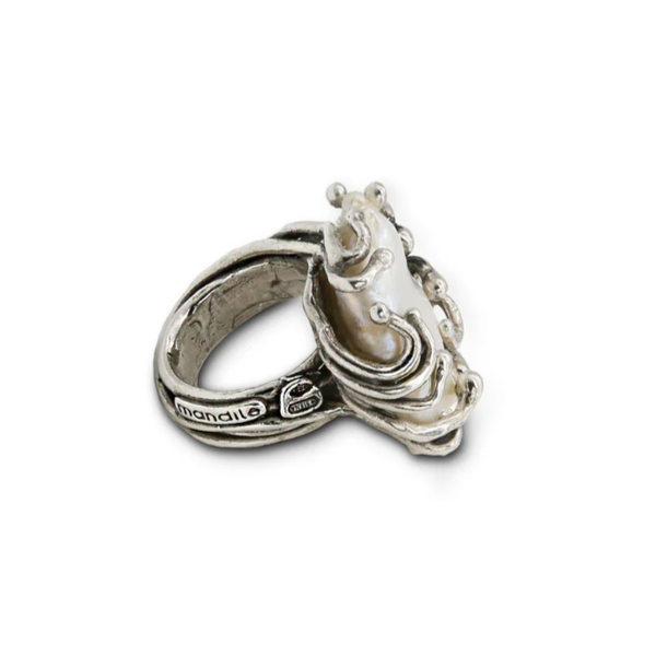 3. Anello con perla barocca grigio argento Giuseppe Mandile ar049