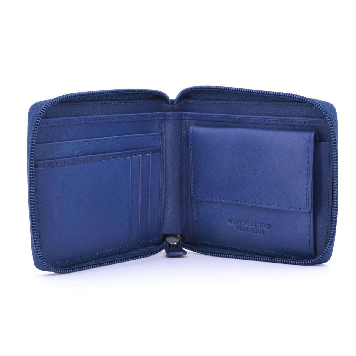 2. Portafogli con cerniera Blu BRASS Workshop pop-8319