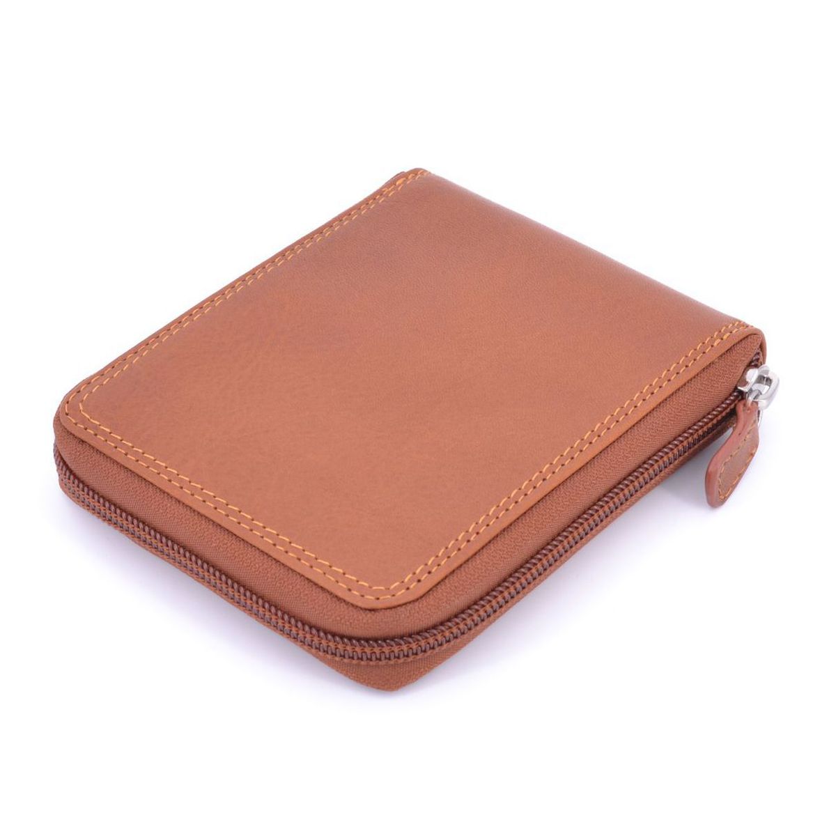 1. Leather wallet with zipper Brown BRASS Workshop