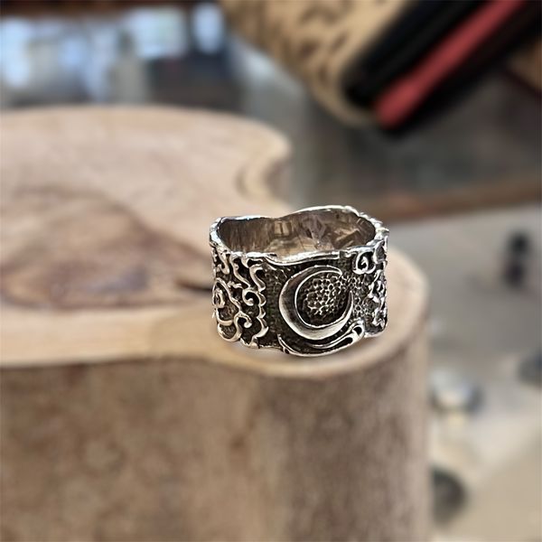 1. Moon Band Ring silver gray BRASS Workshop f26a03