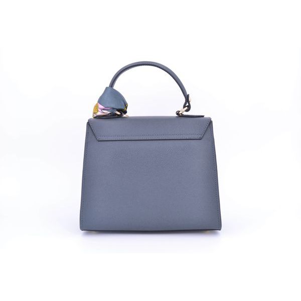 2. Borsa in pelle con foulard incluso Grigio