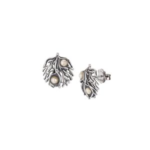 2. Orecchini “corallo” con perline grigio argento