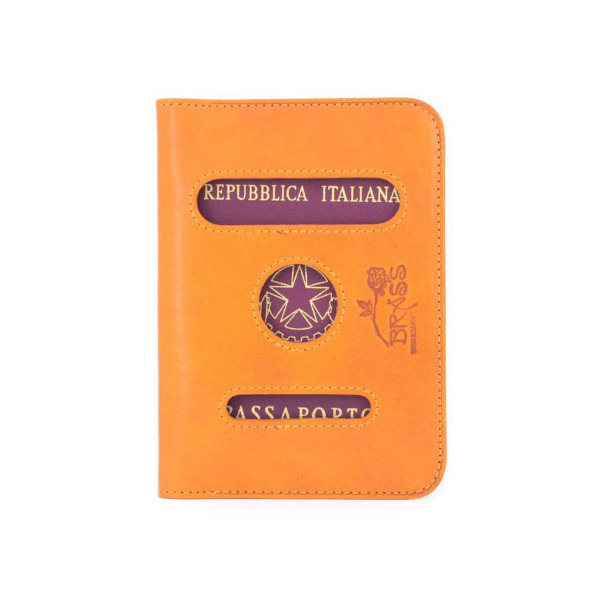 1. Porta passaporto pelle senape BRASS Workshop p8120