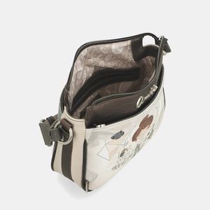 2. Borsa a tracolla stampa Sophia marrone