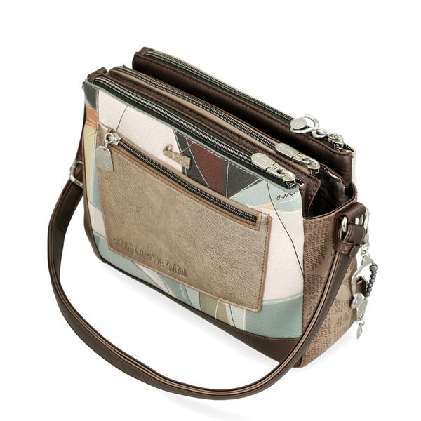 4. Borsa a tracolla 3 scomparti Sophia marrone Anekke 42803-184