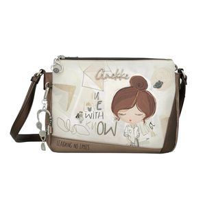 2. Borsa a tracolla 3 scomparti Sophia marrone