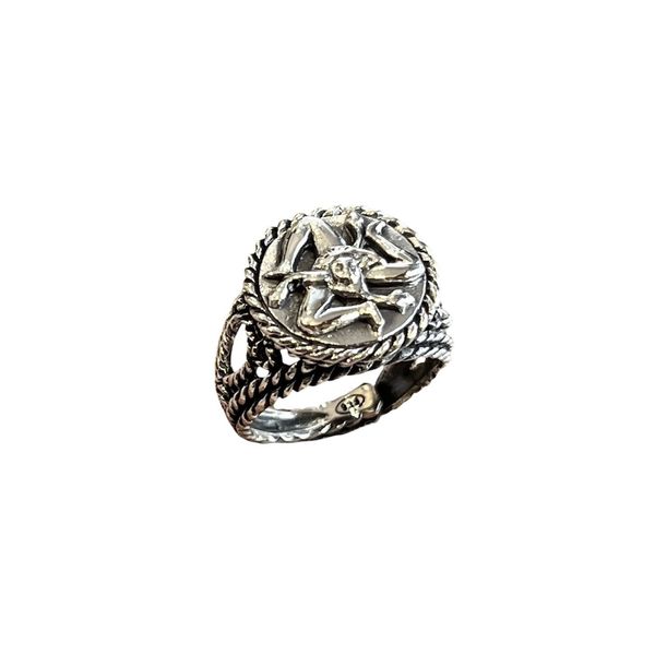 1. Anello tondo "Trinacria" grigio argento BRASS Workshop antr01