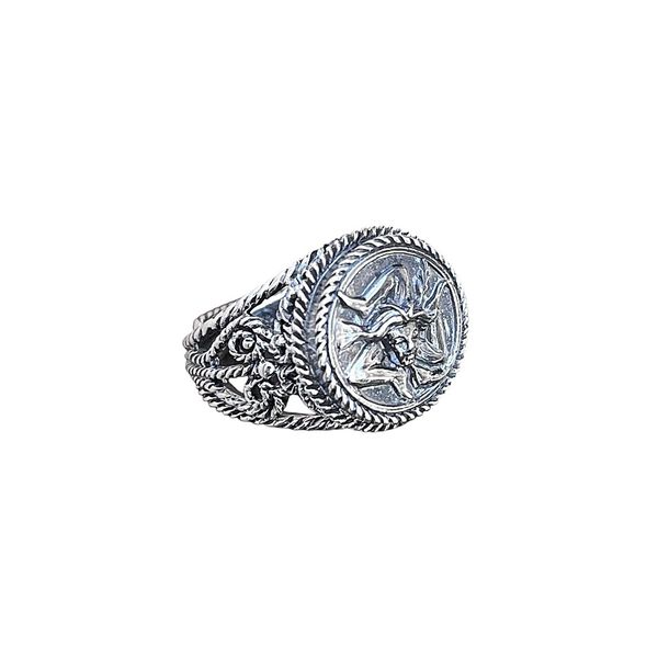 2. Anello barocco tondo "Trinacria" grigio argento BRASS Workshop antr02