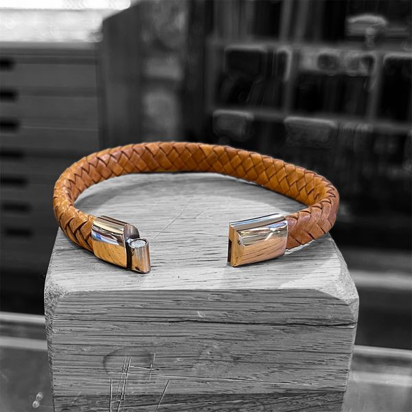 2. Bracciale intreccio piatto Senape BRASS Workshop brp2