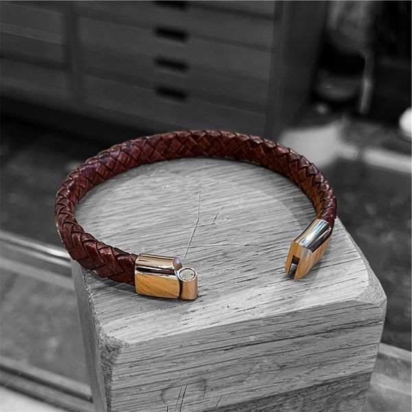 2. Bracciale intreccio piatto Marrone BRASS Workshop brp2