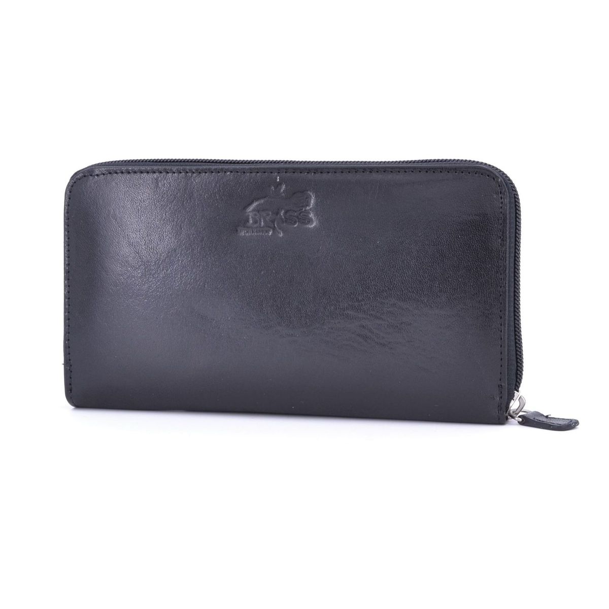 1. Leather wallet with zip Black BRASS Workshop p8118