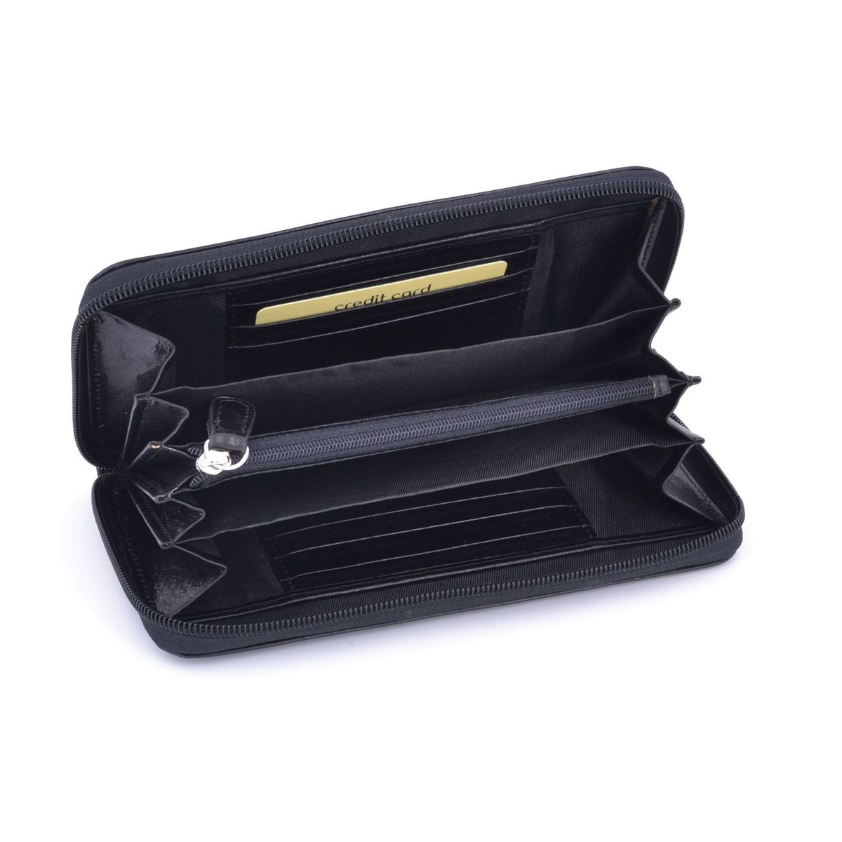 2. Portafogli in pelle con zip Nero BRASS Workshop p8118