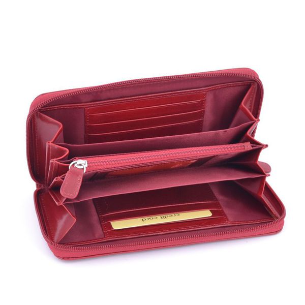 2. Portafogli in pelle con zip Rosso