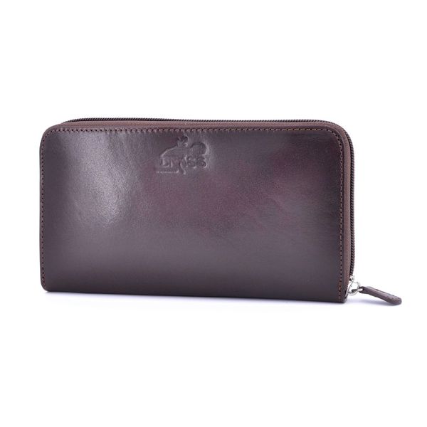 Leather wallet with zip Brown BRASS Workshop