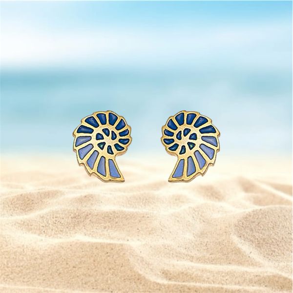 2. “Nautilus” ear stud earrings Blue BRASS Workshop snt13